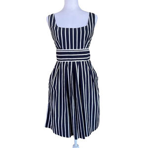Corey P Navy White Striped A Line Dress Size 10